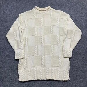 Vintage Yarn Works Cable Knit Checkered Womens Sweater Size Medium